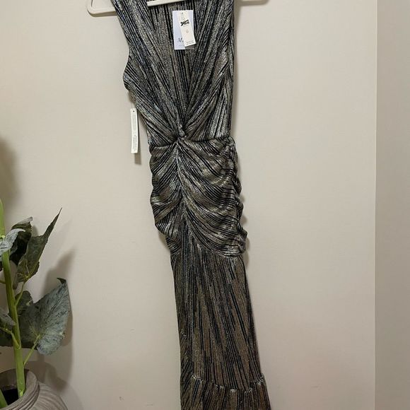 Misa Los Angeles Ava dress metallic threads maxi
multicolor stripe size XS NWT - Picture 9 of 11